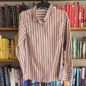 J. Crew Purple and Cream Striped Shirt